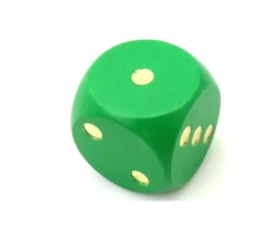 Dé en bois 25 mm vert de 1 à 6 pour jeux