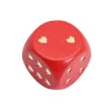 Dé en bois rouge avec coeurs dorés 1.6 cm Amour