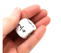 Dé fraction 1/2 2/4 1/3 2/3 1/4 3/4 en 22 mm