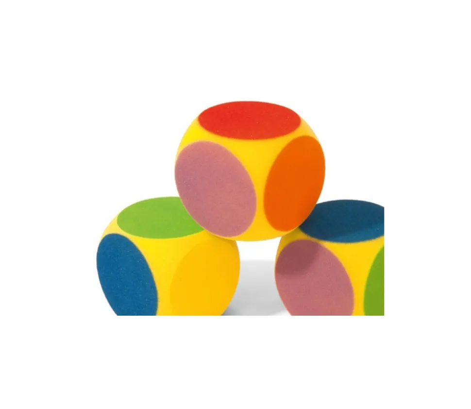 Dé géant 16 cm 6 couleurs en mousse alvéolée