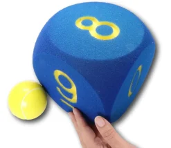 Dé géant chiffres de 6 à 10 mousse 16 cm BLEU