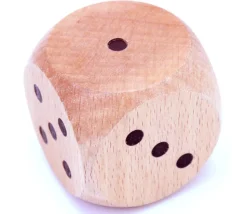 Dé géant en bois 5 cm 1 à 6 pour jeu - 50 mm