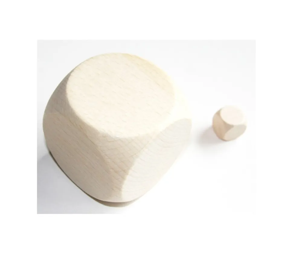 Dé géant en bois naturel 60 mm neutre - 6 cm