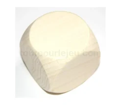 Dé géant en bois naturel 60 mm neutre - 6 cm