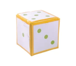 Dé géant jaune faces modifiables 15,5 cm personnalisable à volonté