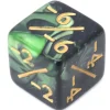 Dé modificateur négatif -1 à -6 noir et vert nacré