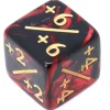 Dé modificateur positif noir et rouge +1 à +6
