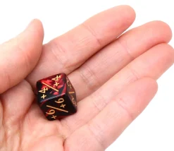 Dé modificateur positif noir et rouge +1 à +6