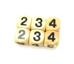 Dé moyenne 2 2 3 3 4 4 en bois de 16 mm