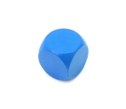 Dé neutre bleu 16 mm en bois sans marquage hêtre à l'unité