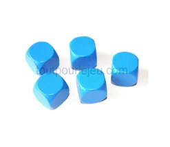 Dé neutre bleu 16 mm en bois sans marquage hêtre à l'unité