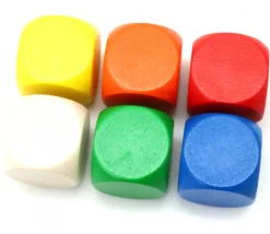 Dé neutre bleu 16 mm en bois sans marquage hêtre à l'unité
