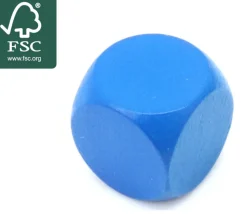 Dé neutre bleu 16 mm en bois sans marquage hêtre à l'unité