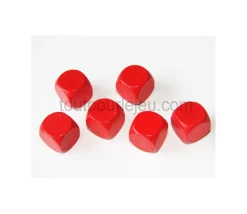 Dé neutre rouge 16 mm en bois sans marquage hêtre à l'unité