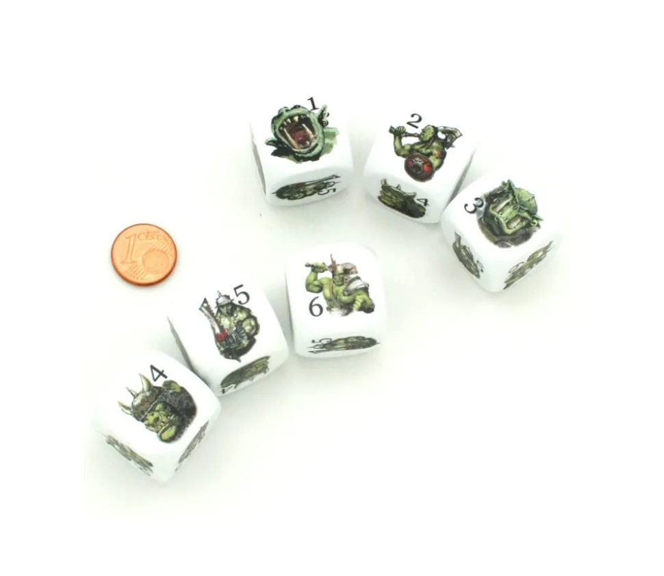 Dé ORC en couleur 6 faces de 1 à 6 en 22 mm