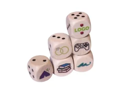 Dé personnalisé 16 mm en bois neutre : 1 face avec votre image