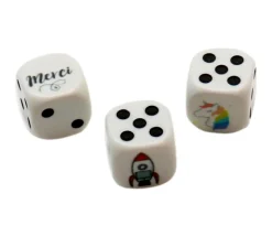 Dé plastique personnalisé 16 mm : 1 face personnalisée avec votre image