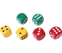 Dé Points 1 à 5 et 1 face neutre en plastique coloré 25 mm