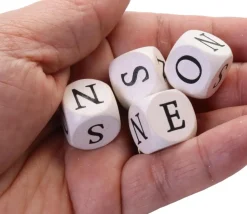 Dé points cardinaux en bois 16 mm