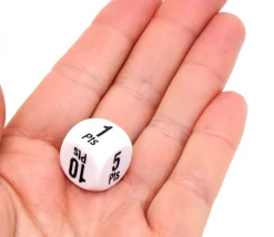 Dé points gagnants 16 mm 1 2 5 10 25 pts