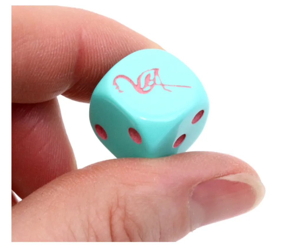 Dé spécial flamant rose 23456 taille 16 mm