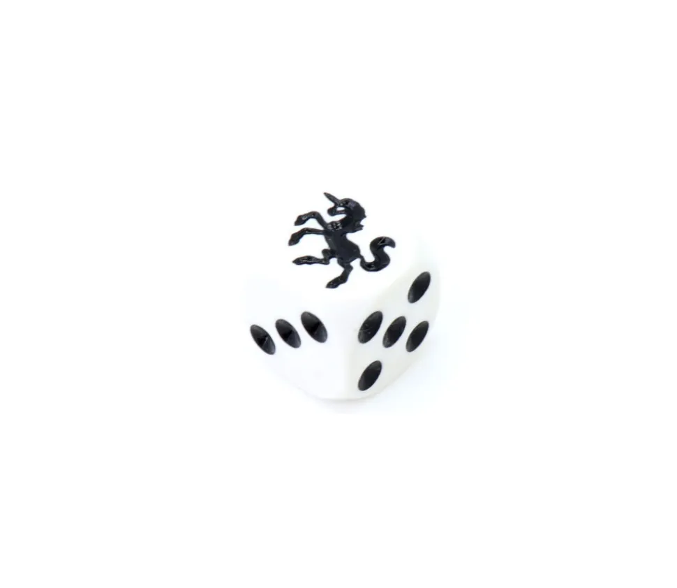 Dé spécial licorne noire 23456 taille 16 mm
