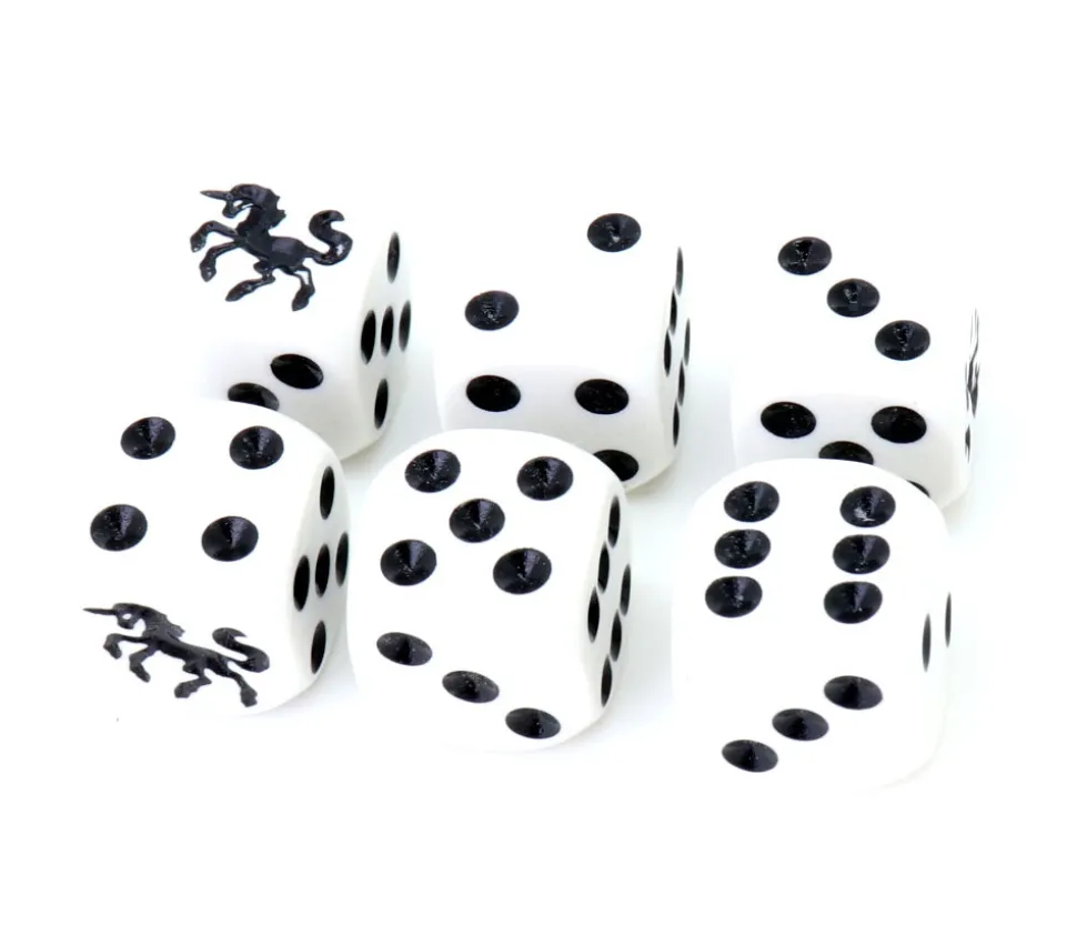 Dé spécial licorne noire 23456 taille 16 mm
