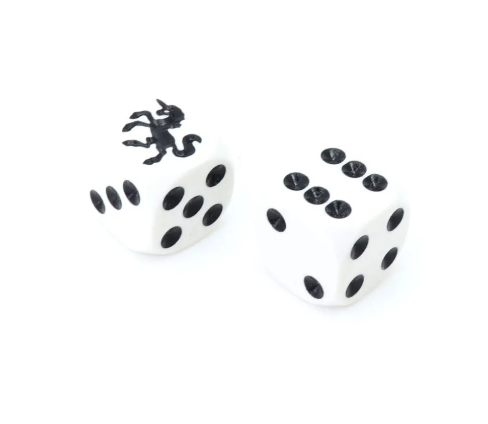 Dé spécial licorne noire 23456 taille 16 mm