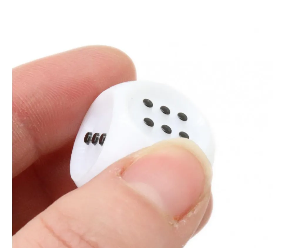 Dé tactile braille pour malvoyant pour jeu de 1 à 6 - 20 mm