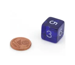 Dé translucide chiffre acrylique 14 mm à l'unité (couleur au hasard)