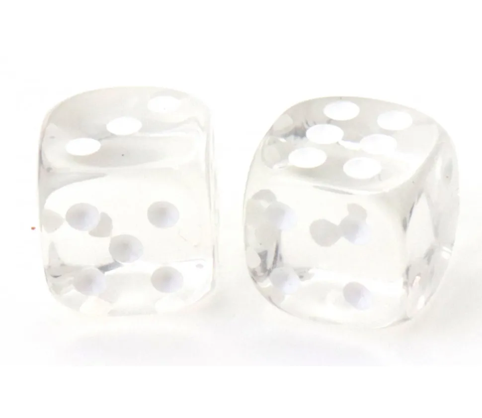 Dé translucide transparent blanc 16 mm