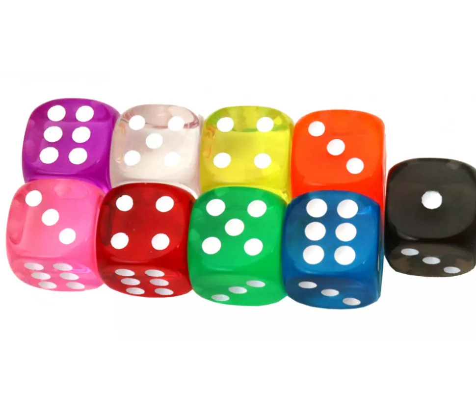 Dé translucide transparent blanc 16 mm