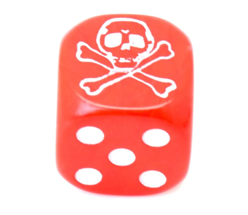 Dé tête de mort Pirate 16 mm (couleur au hasard)