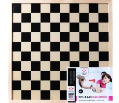 Damier/échiquier en bois noir / naturel - plateau 40 cm cases 4.5 cm