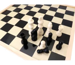 Damier/échiquier en bois noir / naturel - plateau 40 cm cases 4.5 cm