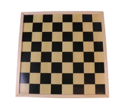 Damier/échiquier en bois noir / naturel - plateau 40 cm cases 4.5 cm