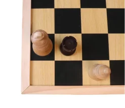 Damier/échiquier en bois noir / naturel - plateau 40 cm cases 4.5 cm