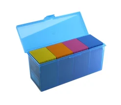 Deck box +320 cartes Boite 4 compartiments bleu plastique 21.7 x 8.2 x 10 cm vide