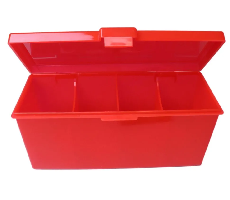 Deck box +320 cartes Boite 4 compartiments rouge plastique 21.7 x 8.2 x 10 cm vide