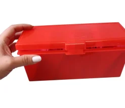 Deck box +320 cartes Boite 4 compartiments rouge plastique 21.7 x 8.2 x 10 cm vide