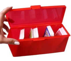 Deck box +320 cartes Boite 4 compartiments rouge plastique 21.7 x 8.2 x 10 cm vide