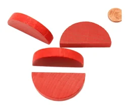 Demi-rond rouge en bois 42 x 23 x 8 mm pion de jeu