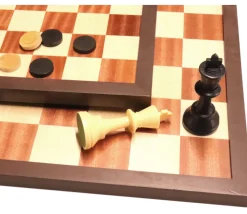 Echiquier / damier en bois marqueté plateau 42 cm