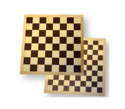 Echiquier / damier en bois sérigraphie marron plateau 40 cm cases de 45 mm