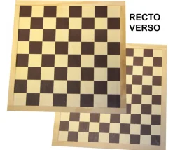 Echiquier / damier en bois sérigraphie marron plateau 40 cm cases de 45 mm