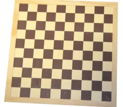 Echiquier / damier en bois sérigraphie marron plateau 40 cm cases de 45 mm