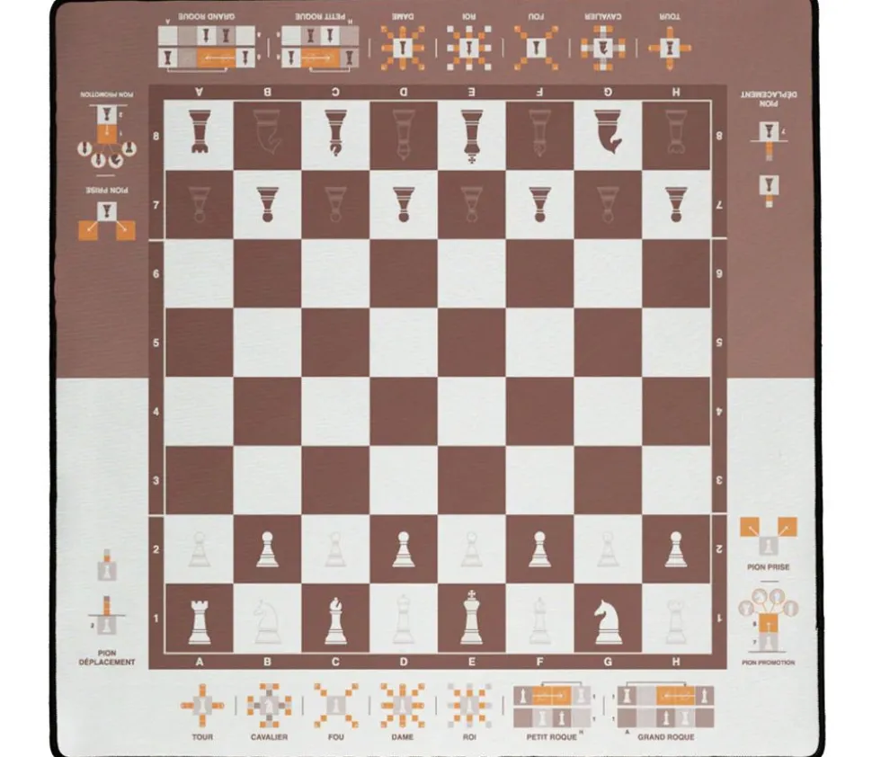 Echiquier tapis de jeu enroulable pédagogique 60x60 cm