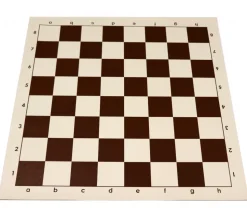 Echiquier tapis de jeu roulable 43x43 cm échec marron/blanc