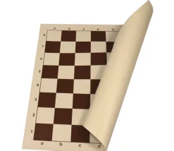 Echiquier tapis de jeu roulable 43x43 cm échec marron/blanc