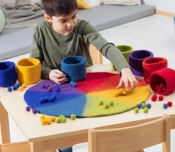 Ensemble de tri 120 pièces : tapis, bol et boules en feutrine